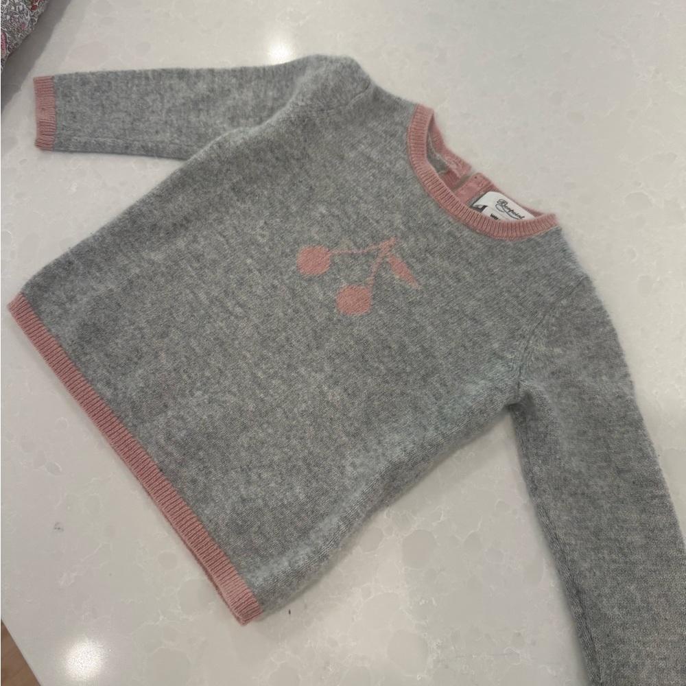 Bonpoint Pink and Gray Knit Sweater